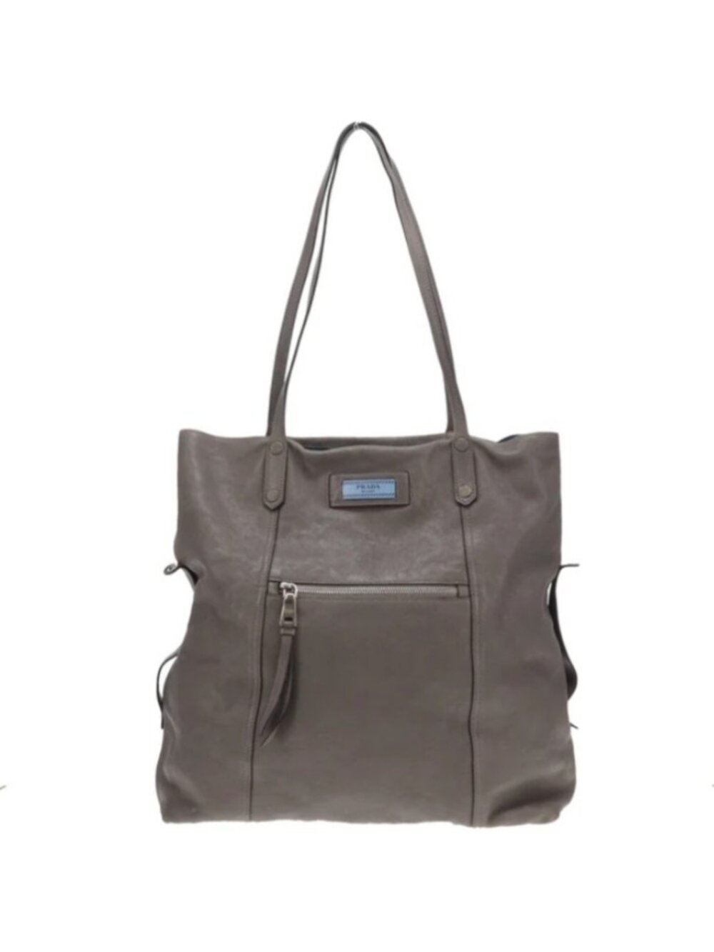 Authentic Prada Glace Calf Etiquette Hobo Bag Gray